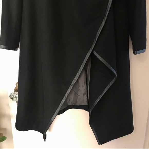 Custom Designed & Tailored Wool / Leather Coat, Size M - Picture 3 of 13